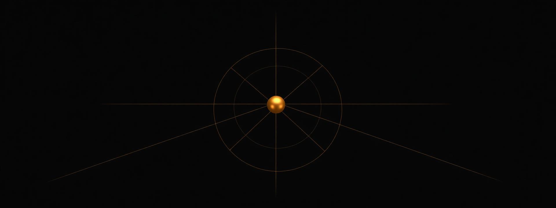 Abstract graphic: two gold axes crossing at a central point